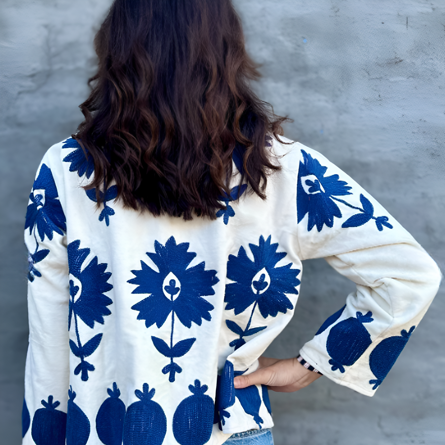 Poppy Velvet Jacket in Blue Ice
