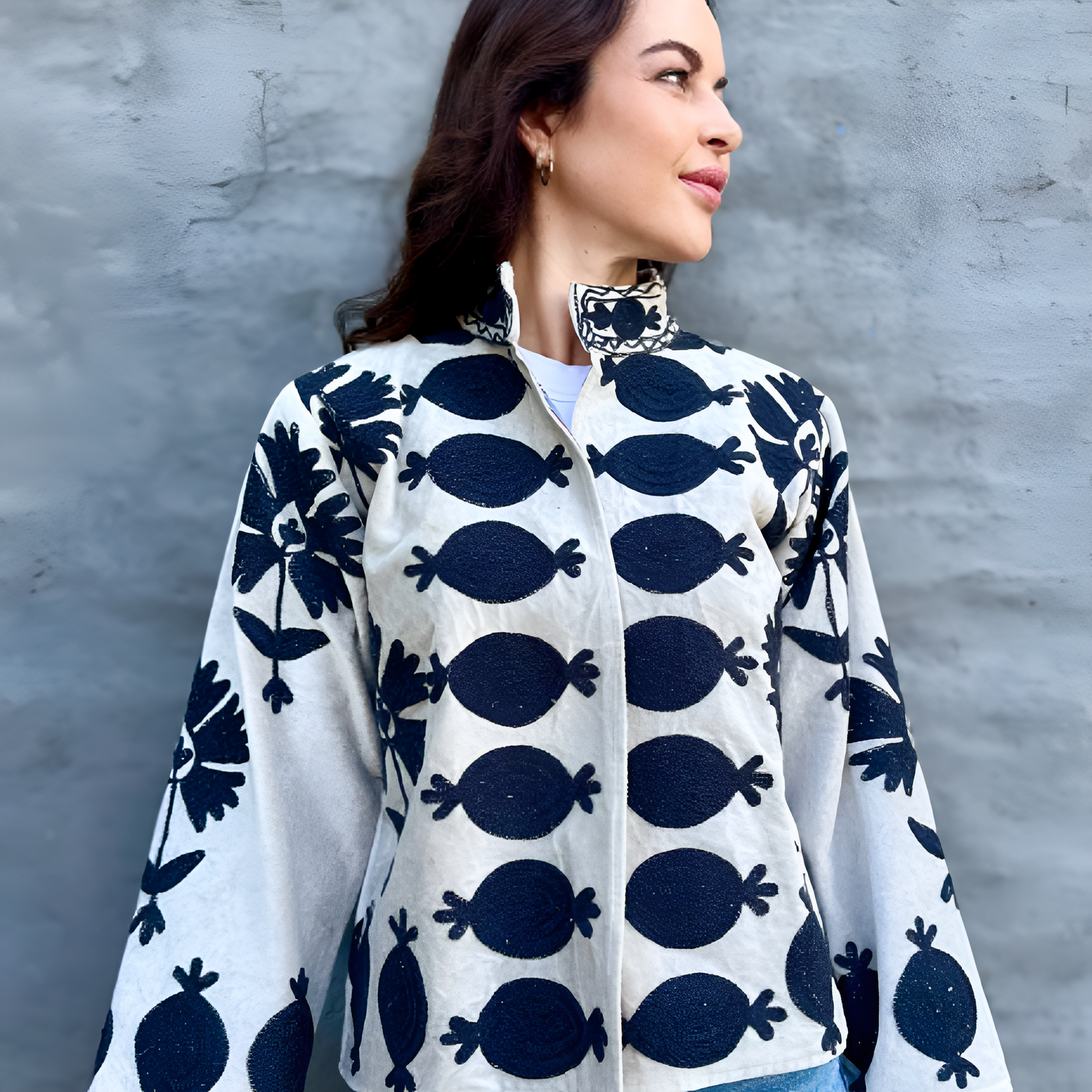 Poppy Velvet Jacket in Slate Grey