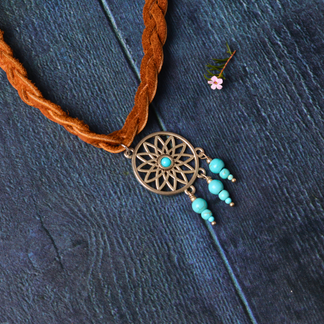 Braided leather & howlite