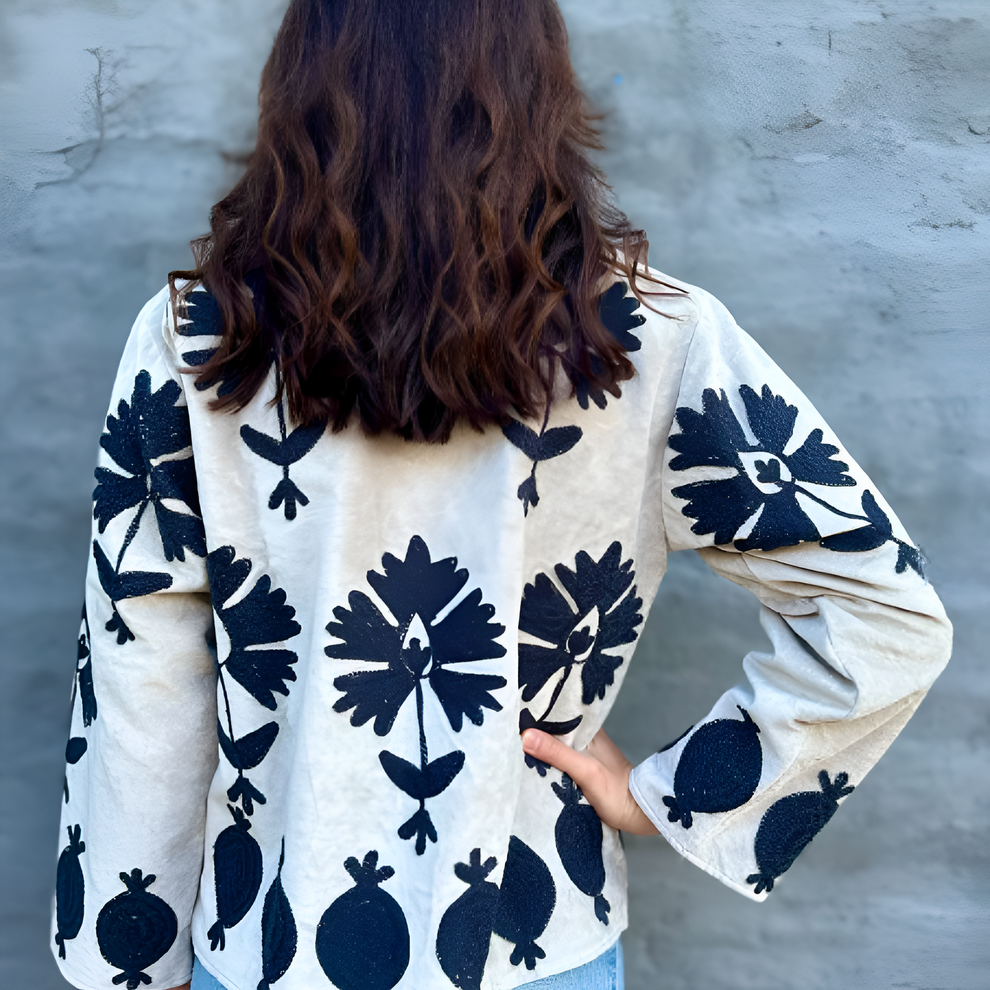 Poppy Velvet Jacket in Slate Grey