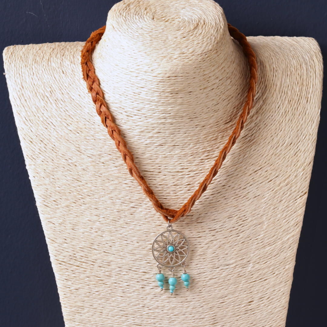 Braided leather & howlite