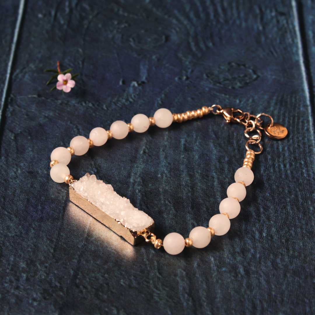 Agate Druzy & Frosted Rose Quartz