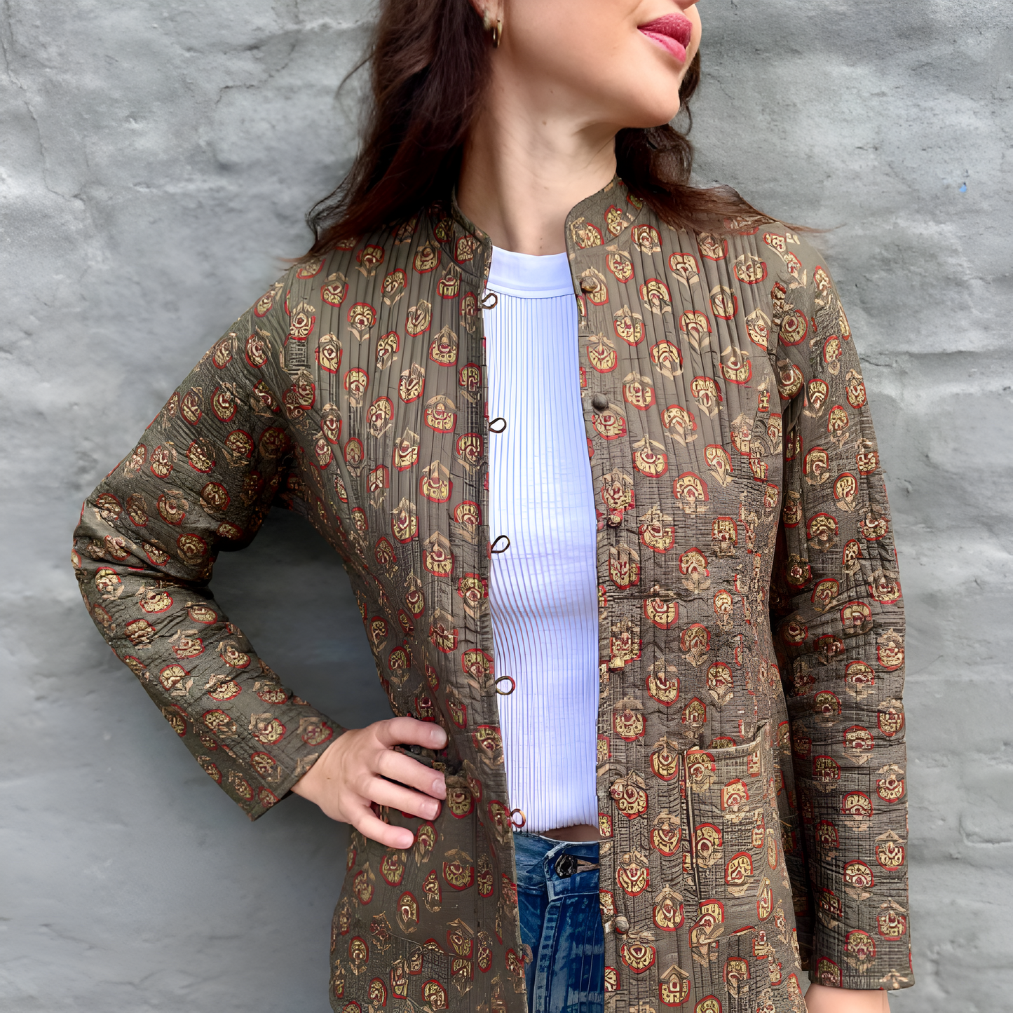 Short Jacket in Fossil & Rust