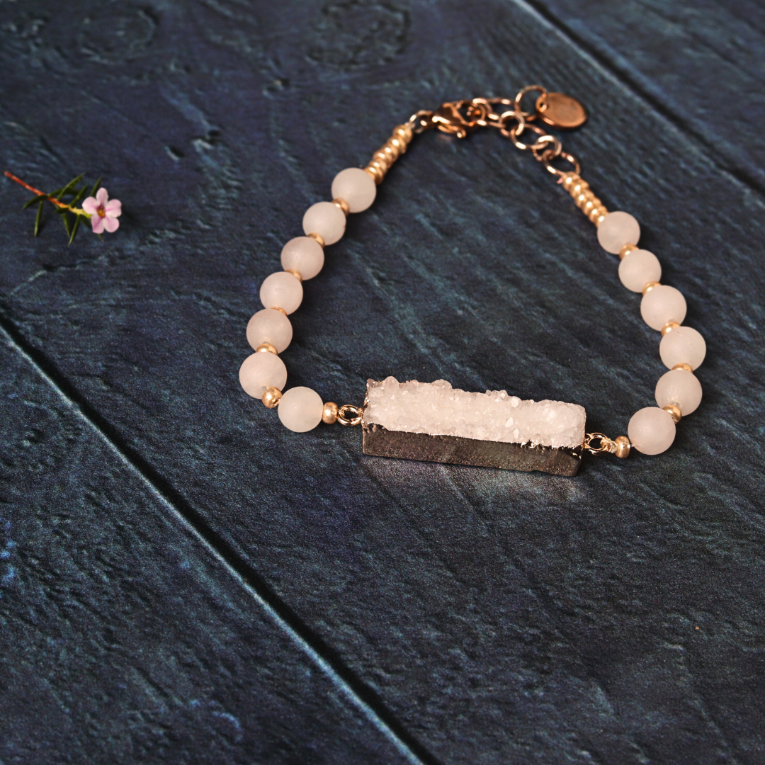 Agate Druzy & Frosted Rose Quartz