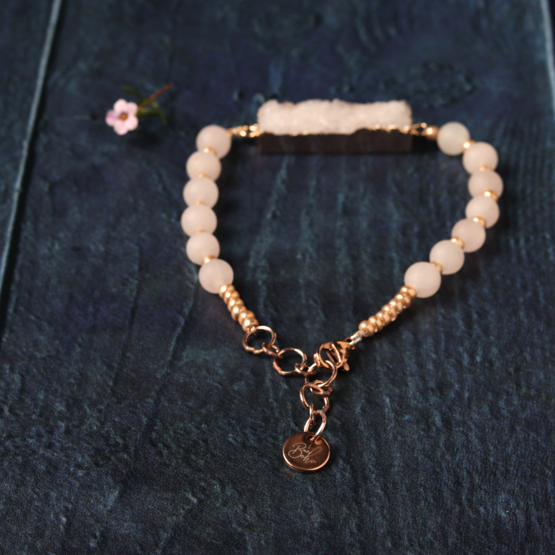 Agate Druzy & Frosted Rose Quartz