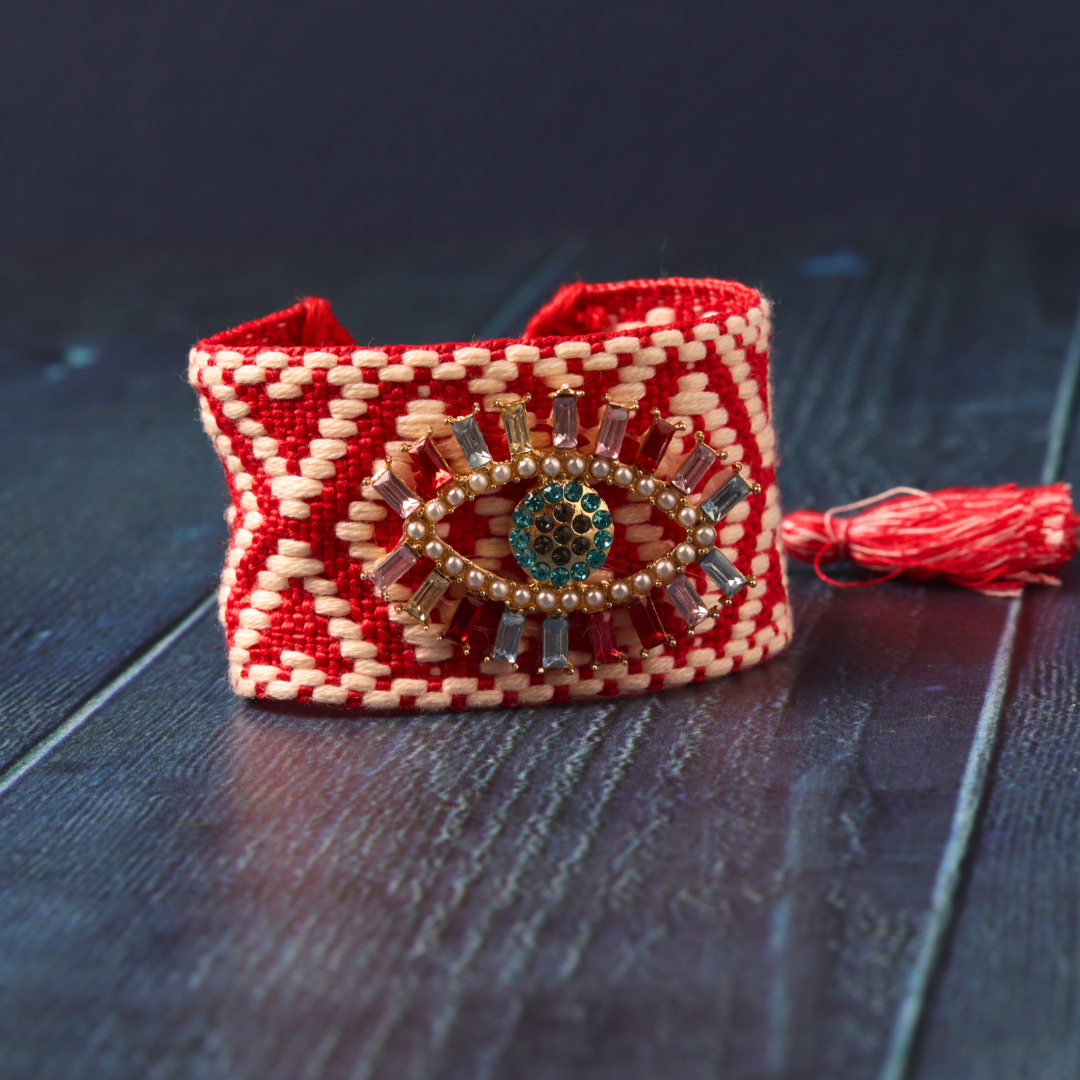 Knitted cuff in Red