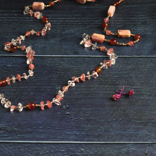 Pink opal & tourmaline