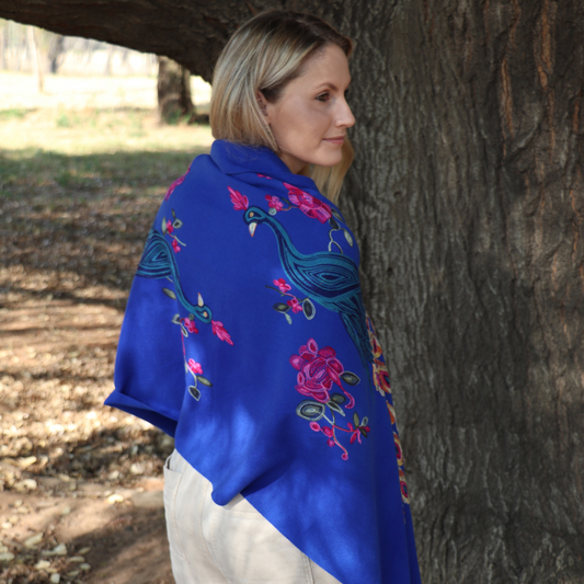 Cashmere Pashmina in Sapphire Peacock