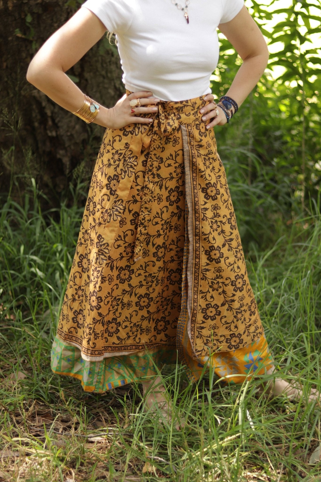 Shanelle Reversible Skirt in Golden Sun - Handmade Jewellery - i am boho