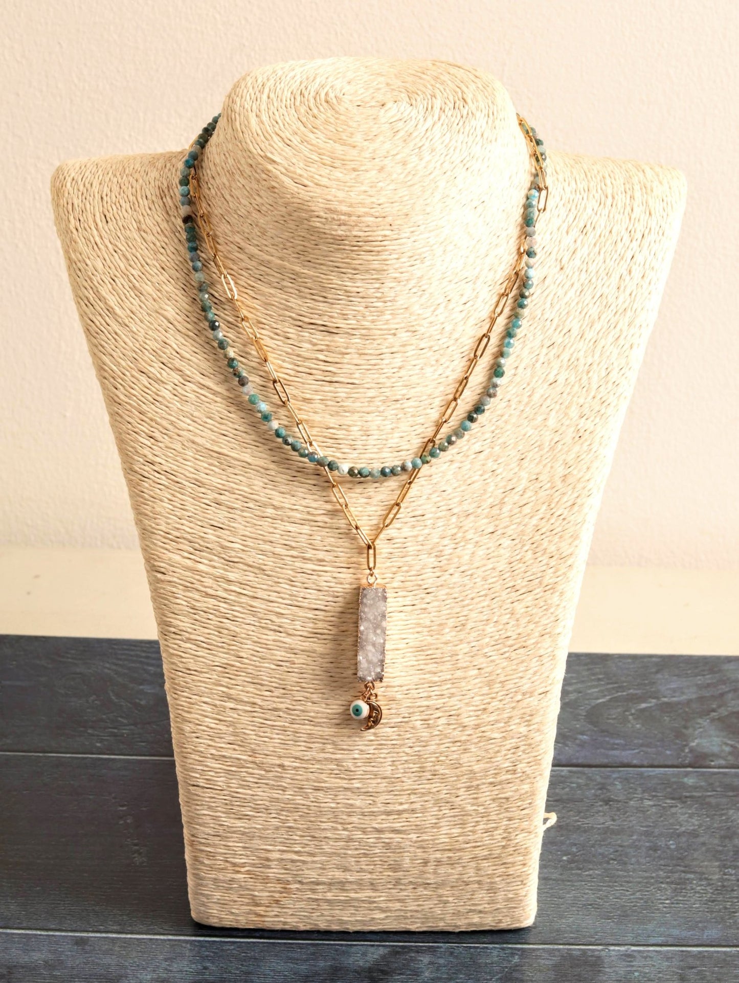 Druzy and Apatite - Handmade Jewellery - i am boho