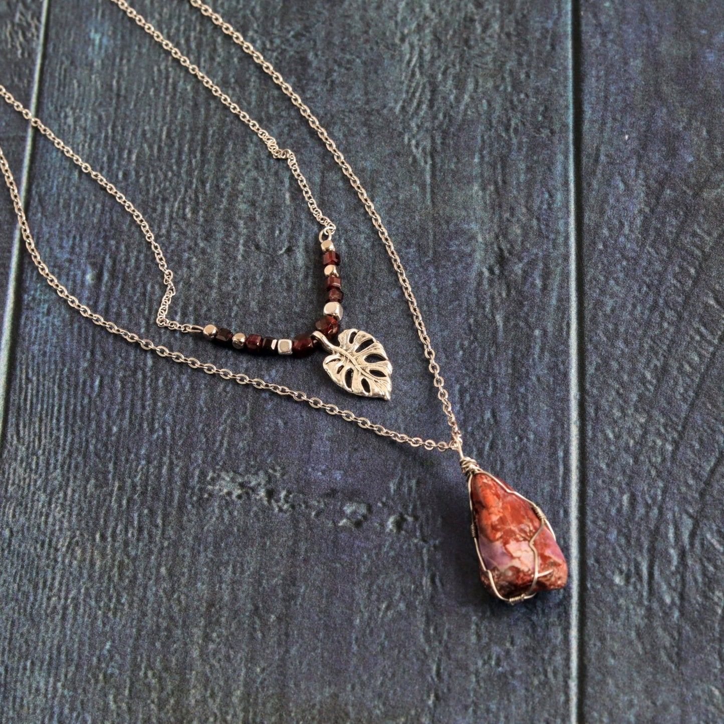 Garnet Monstera- Handmade Jewellery - i am boho