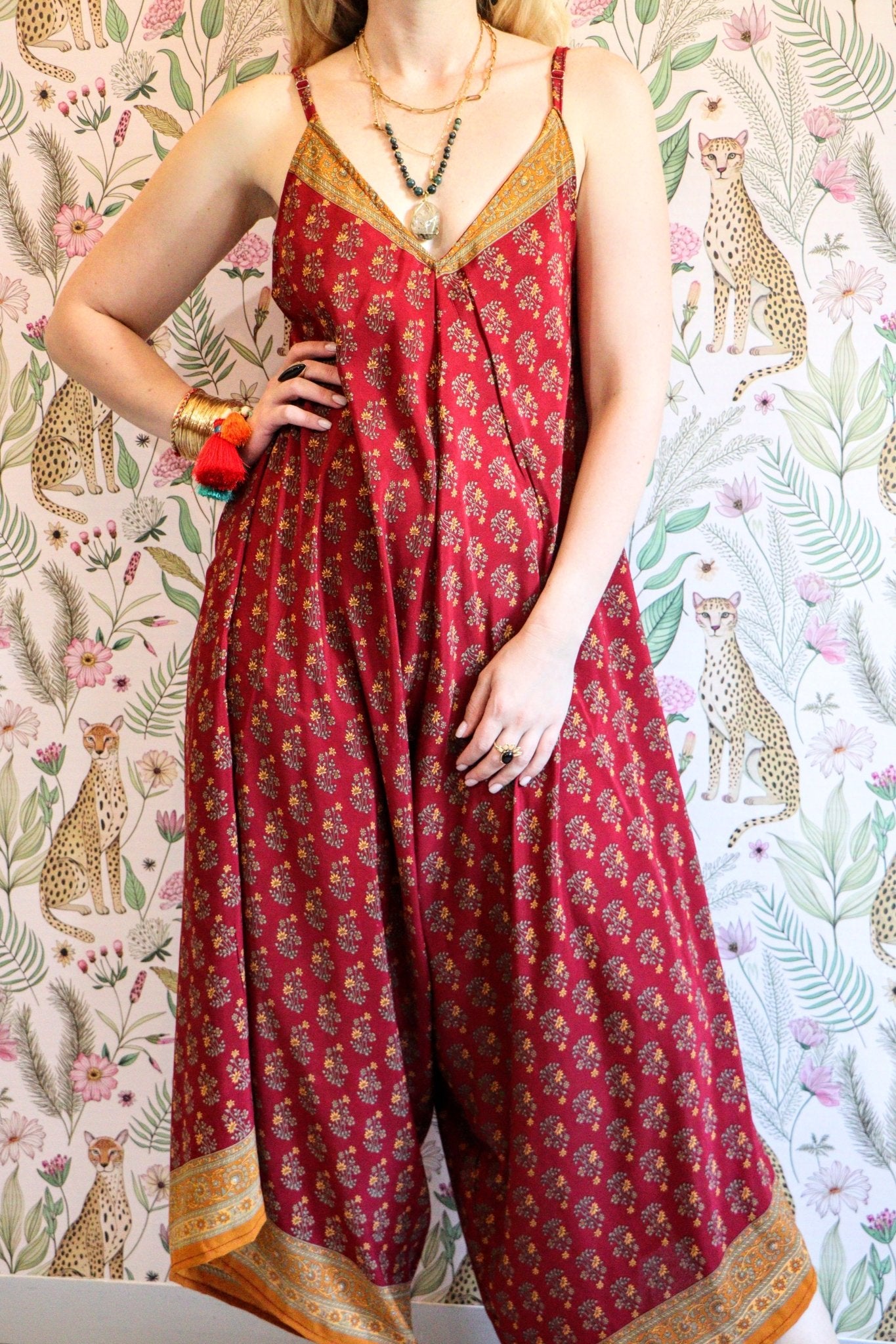Jiya Jumpsuit in Maroon - Handmade Jewellery - i am boho