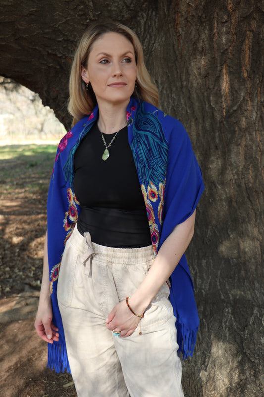 Cashmere Pashmina in Sapphire Peacock