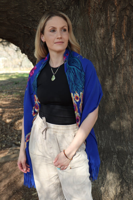 Cashmere Pashmina in Sapphire Peacock - Handmade Jewellery - i am boho