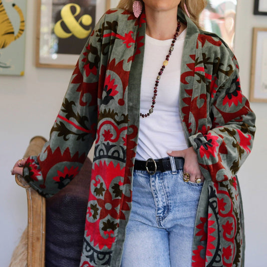 Velvet Kimono In Emerald- Handmade Jewellery - i am boho