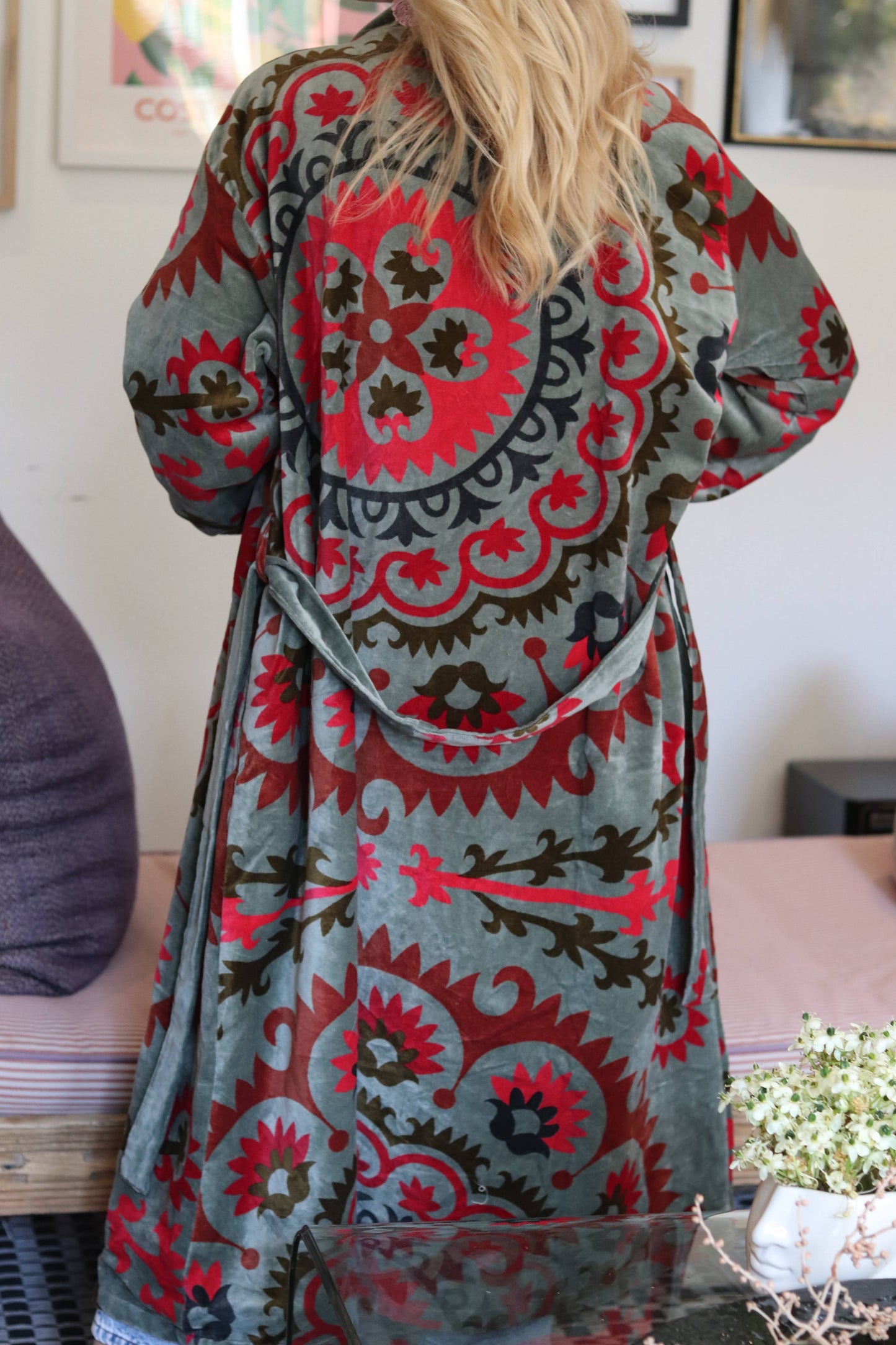 Velvet Kimono In Emerald