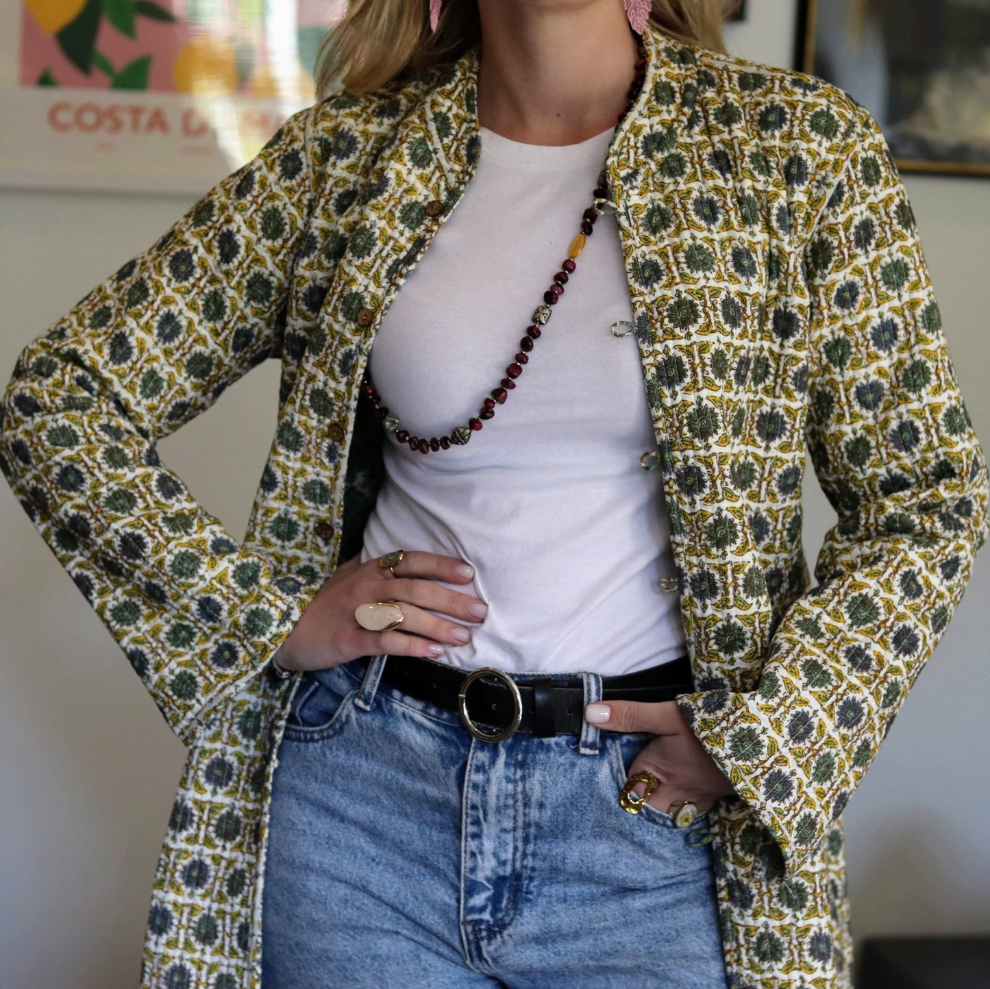 Reversible Quilted Coat in Vintage Turquoise - Handmade Jewellery - i am boho