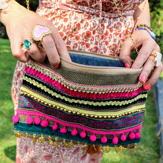 Cass crossbody bag in fuscia & sun