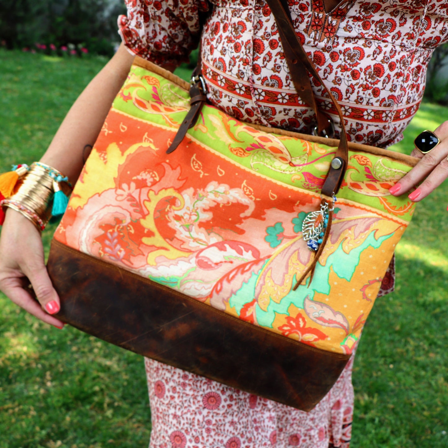 Treasure's tangerine tote bag