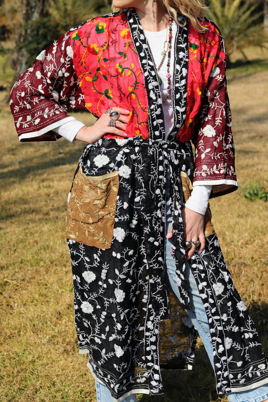 Phulkari Kimono in Golden Pocket- Handmade Jewellery - i am boho