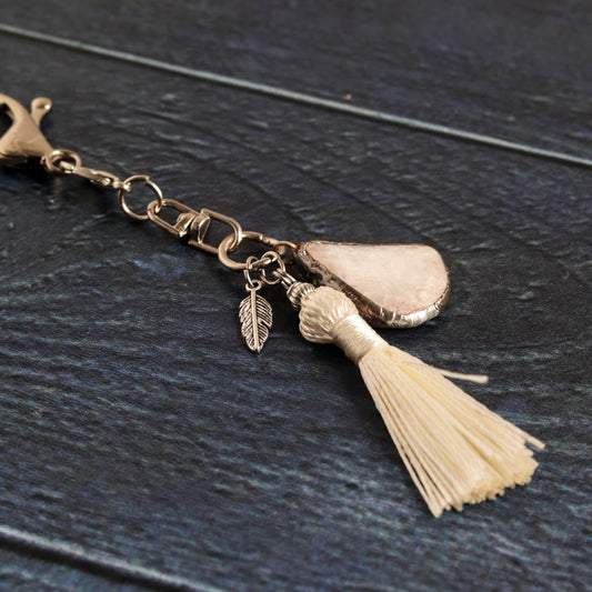 Silver Mist Tassel Bag Charm- Handmade Jewellery - i am boho