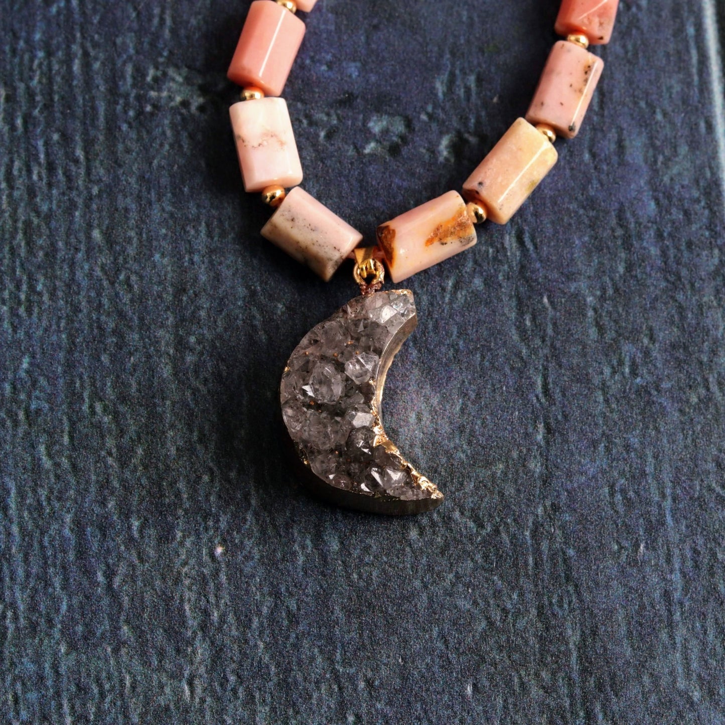 Amethyst Druzy & Pink Opal - Handmade Jewellery - i am boho