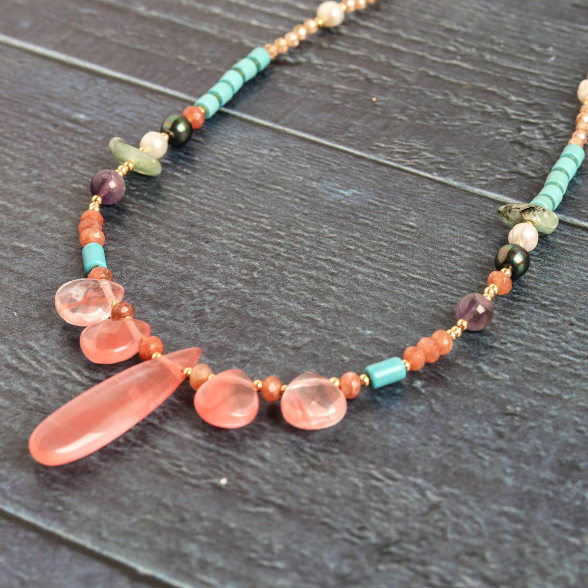 Watermelon Tourmaline Statement Necklace