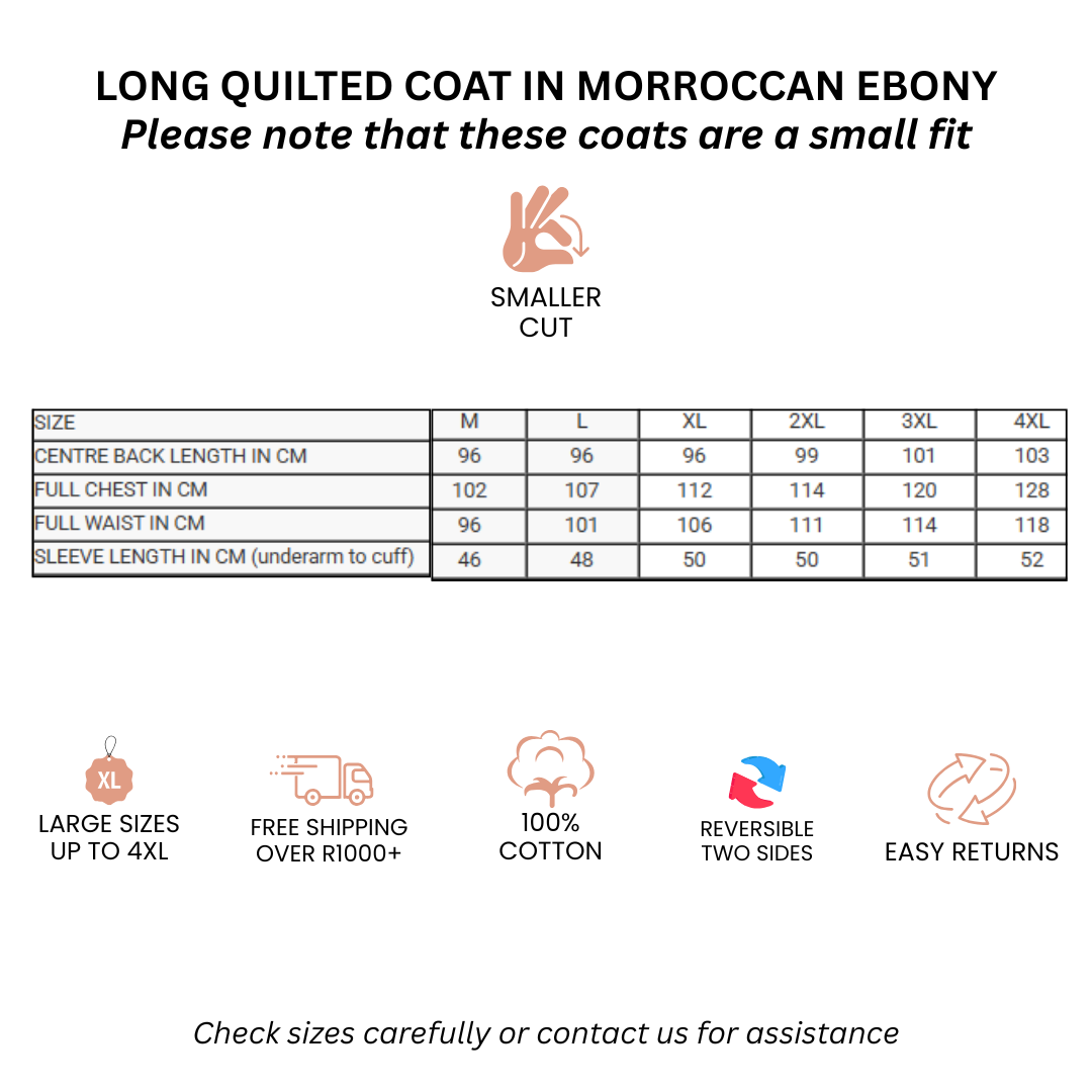 Long Quilted Coat in Morocan Ebony