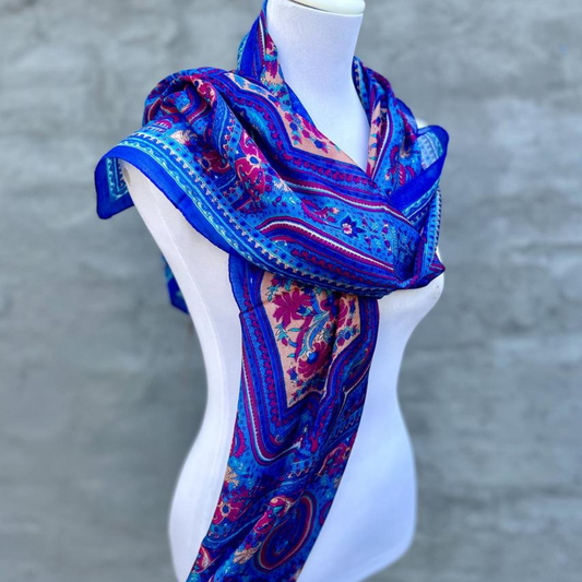 Silk scarf in Azure Blue - Handmade Jewellery - i am boho