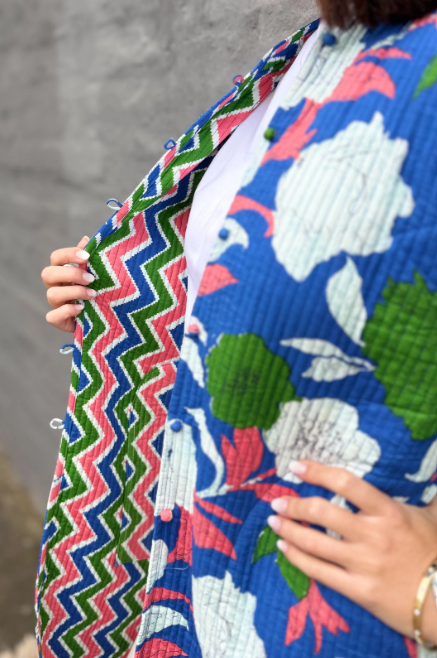 Reversible Coat in Abstract Royal