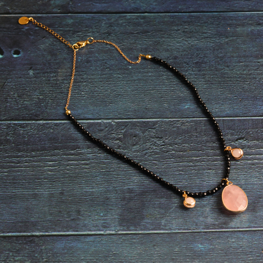 Black Tourmaline & Rose Quartz