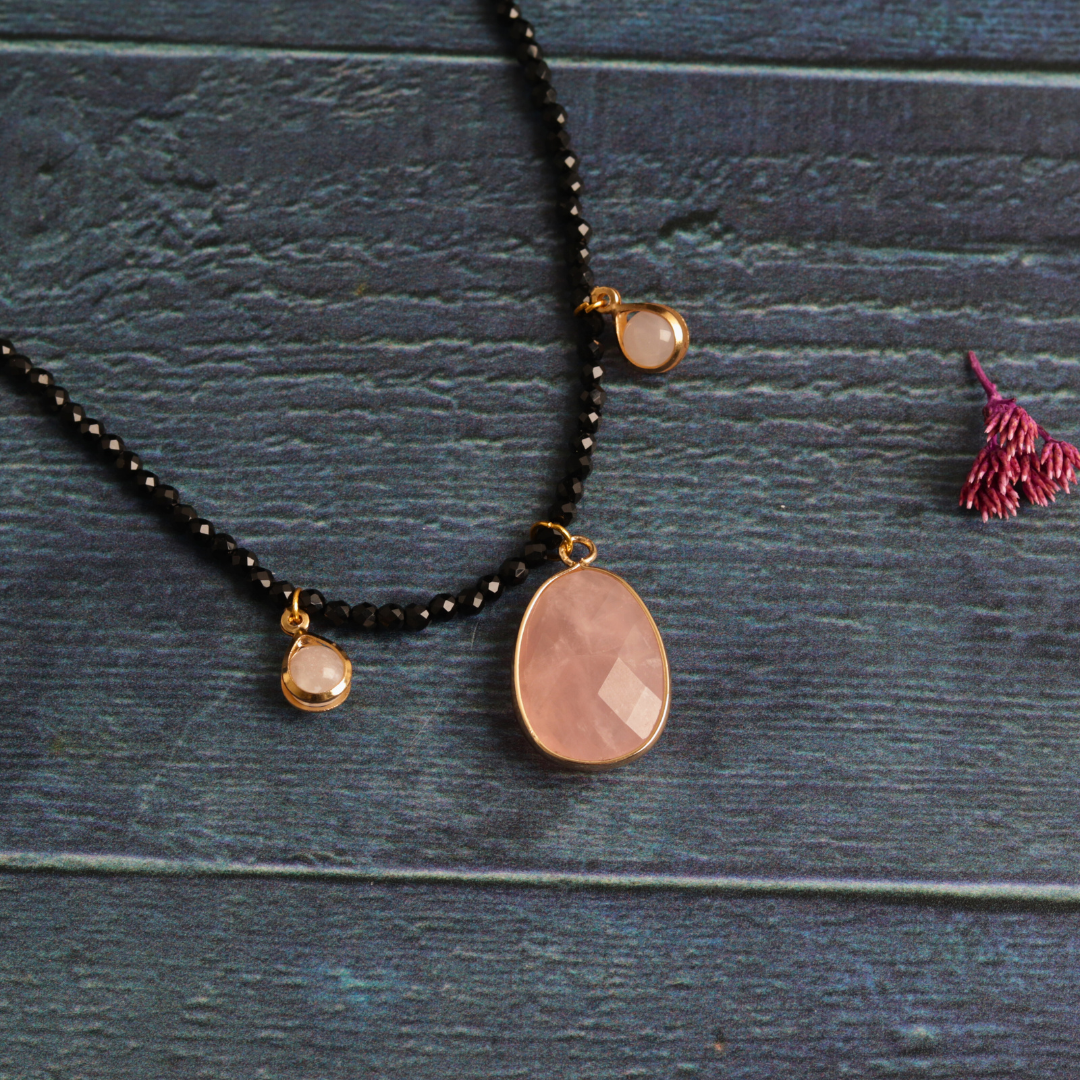 Black Tourmaline & Rose Quartz