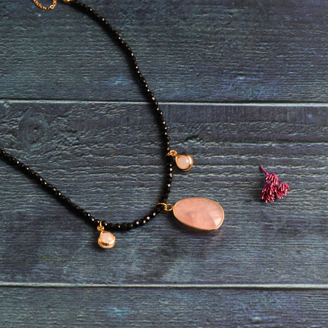 Black Tourmaline & Rose Quartz