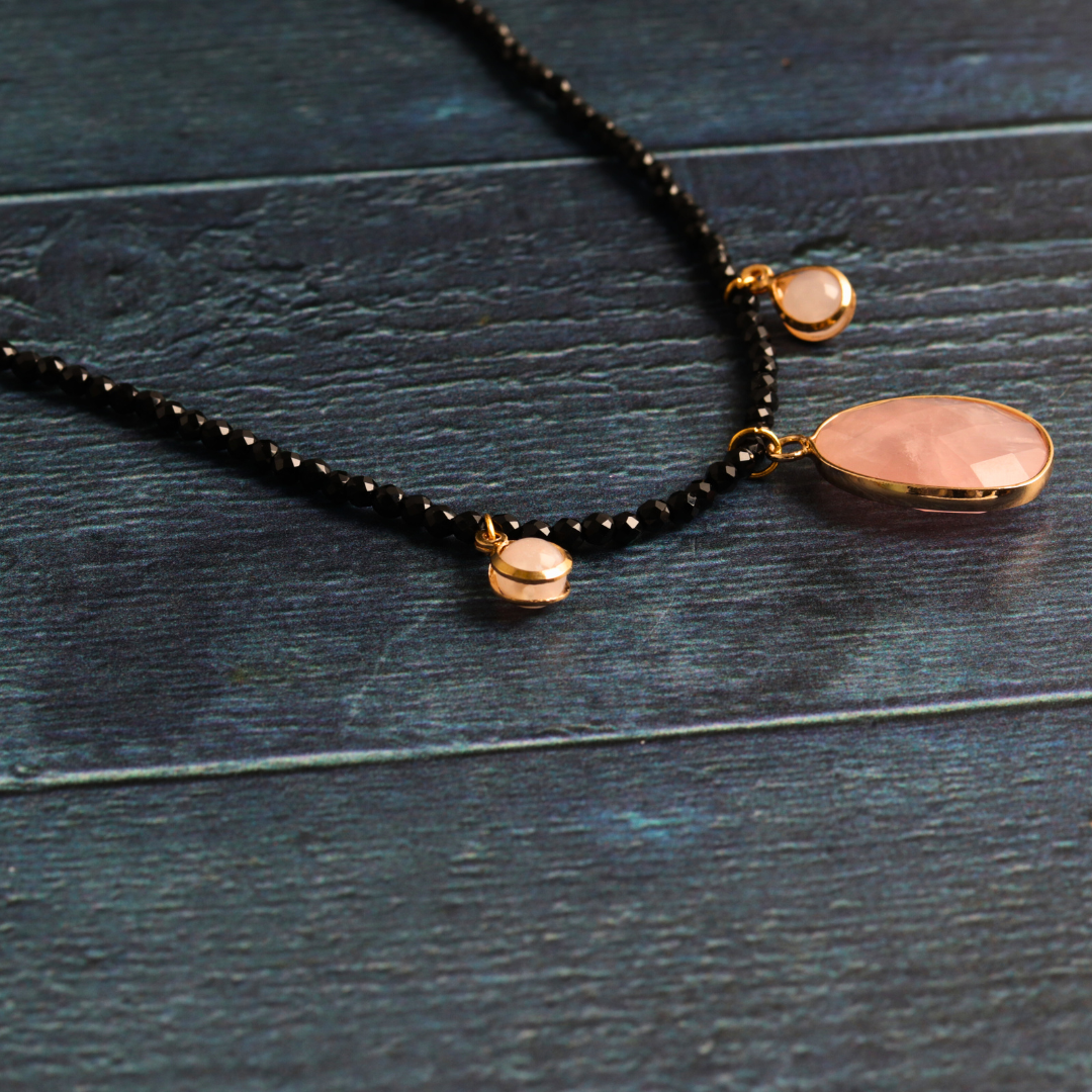 Black Tourmaline & Rose Quartz