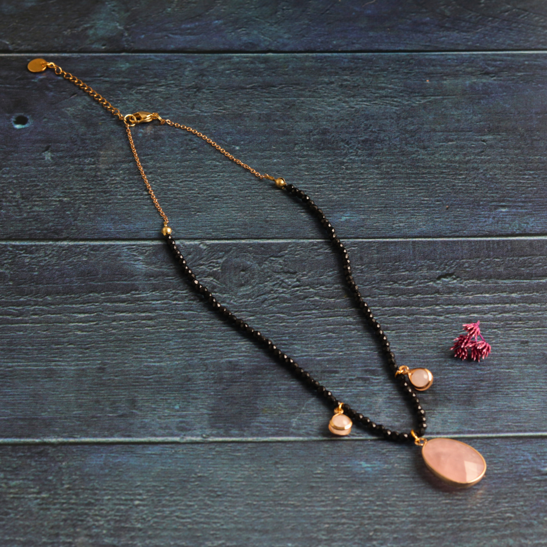 Black Tourmaline & Rose Quartz