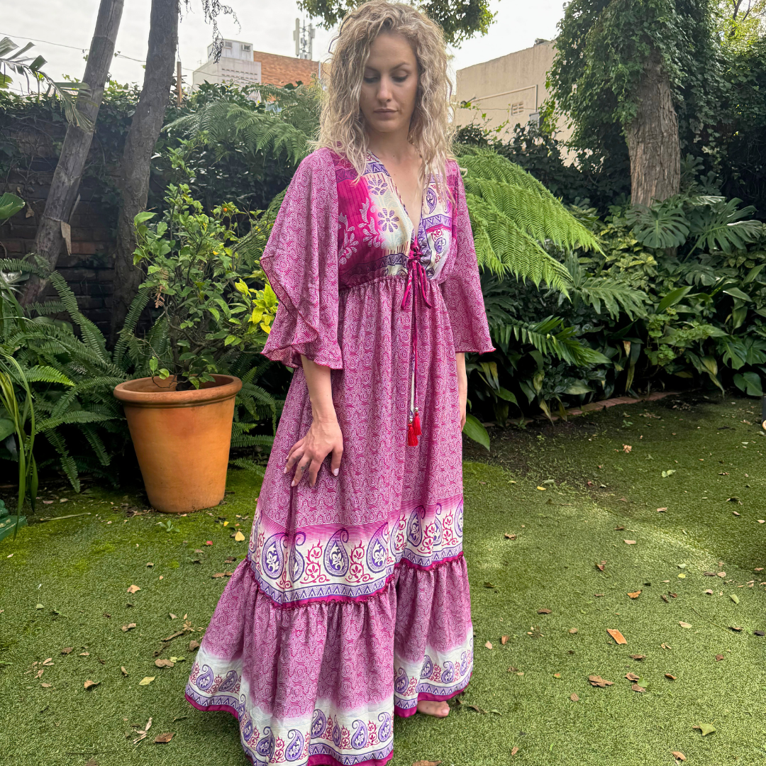 Upcycled Aurora Dress in Puce