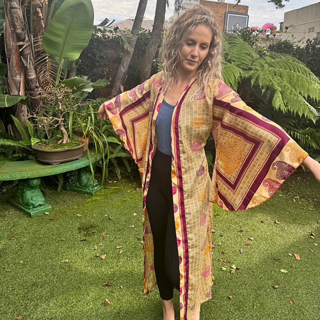 Silk Sari in Golden Merlot