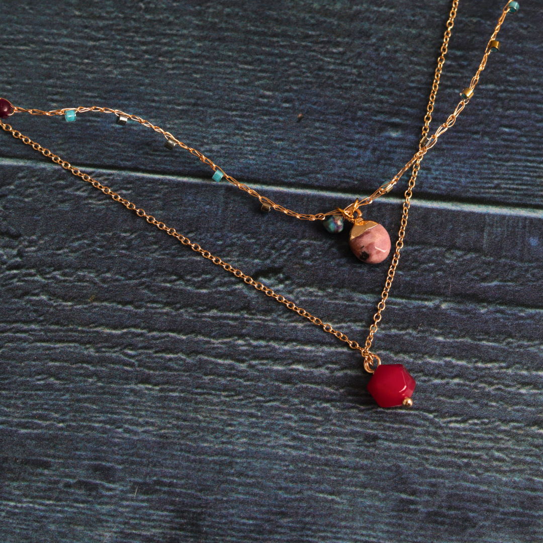 Double layered Purple Jasper & Rhodonite