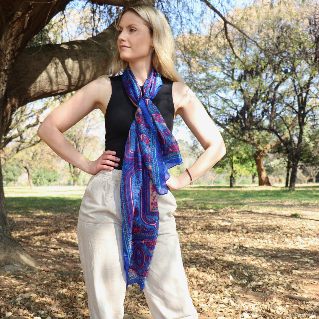 Silk scarf in Azure Blue