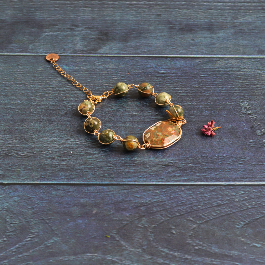 Golden wrapped rainforest jasper