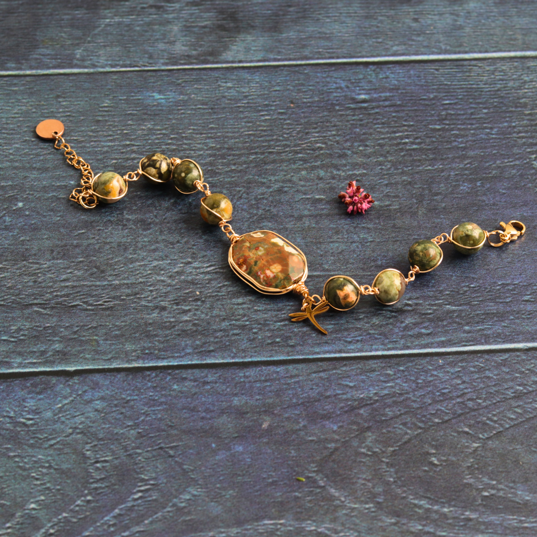 Golden wrapped rainforest jasper