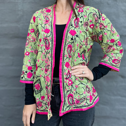Phulkari Lime & Fuscia