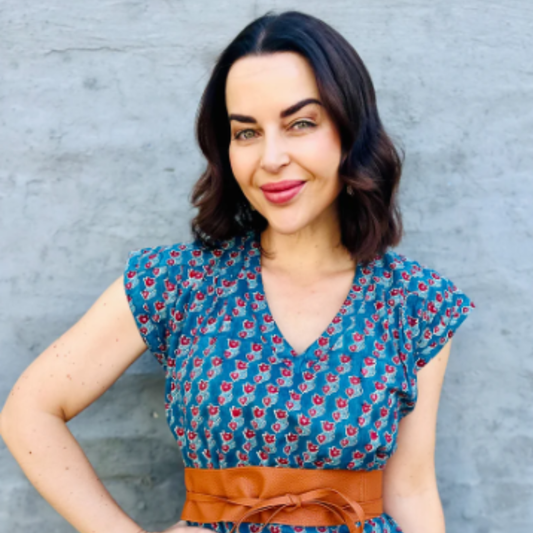 Savita in Teal & Red