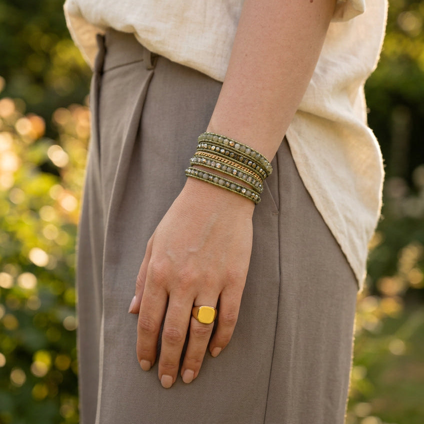 Labradorite & Gold Bead Wrap