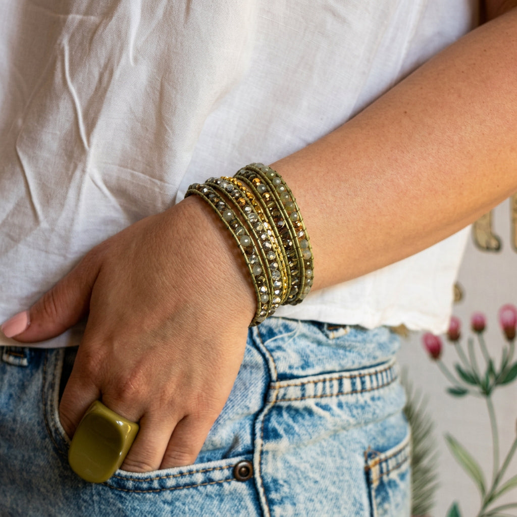 Labradorite & Gold Bead Wrap