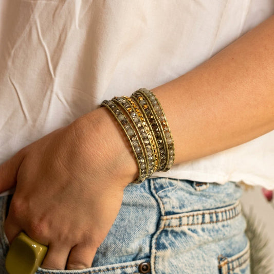 Labradorite & Gold Bead Wrap- Handmade Jewellery - i am boho