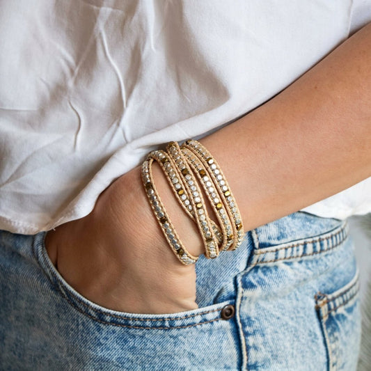 Metallic Bead Wrap- Handmade Jewellery - i am boho
