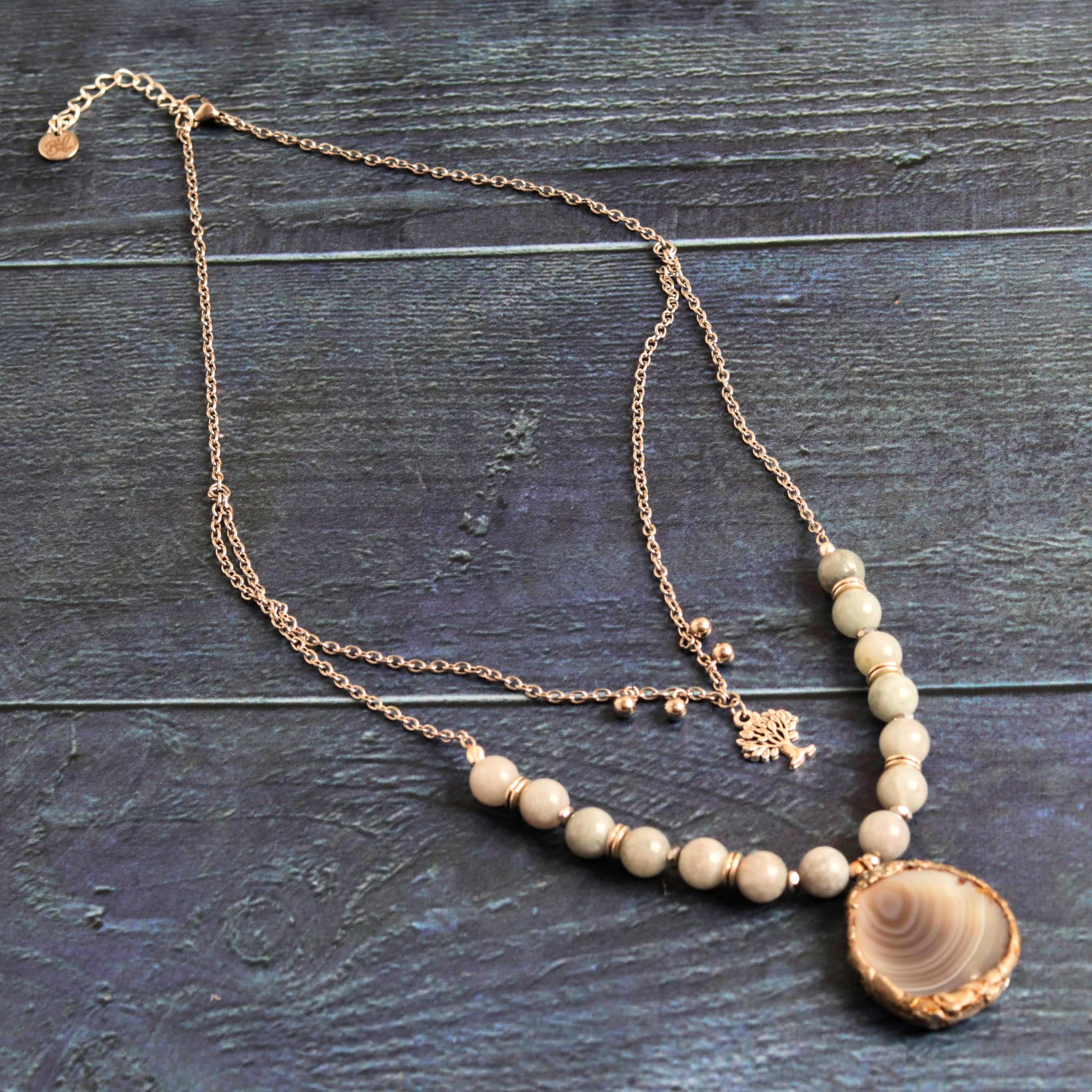 Burmese Jade & Botswana Agate