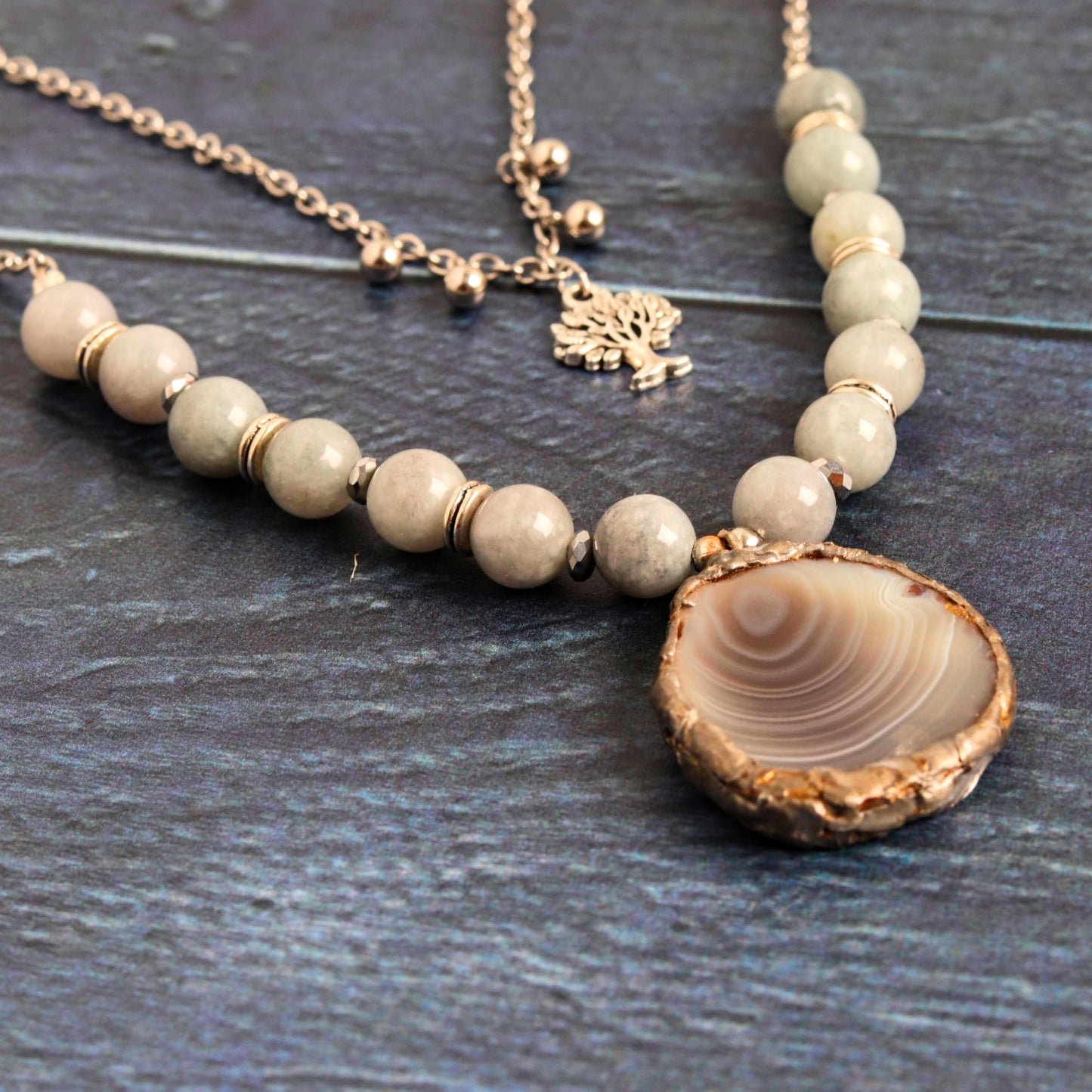 Burmese Jade & Botswana Agate