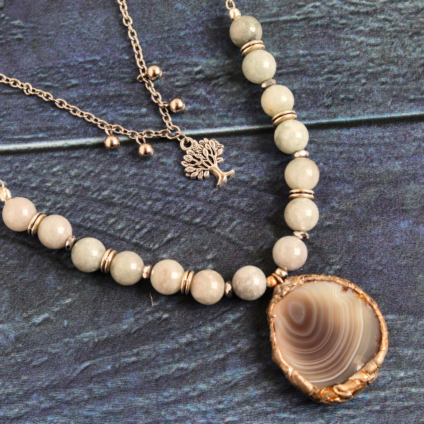 Burmese Jade & Botswana Agate